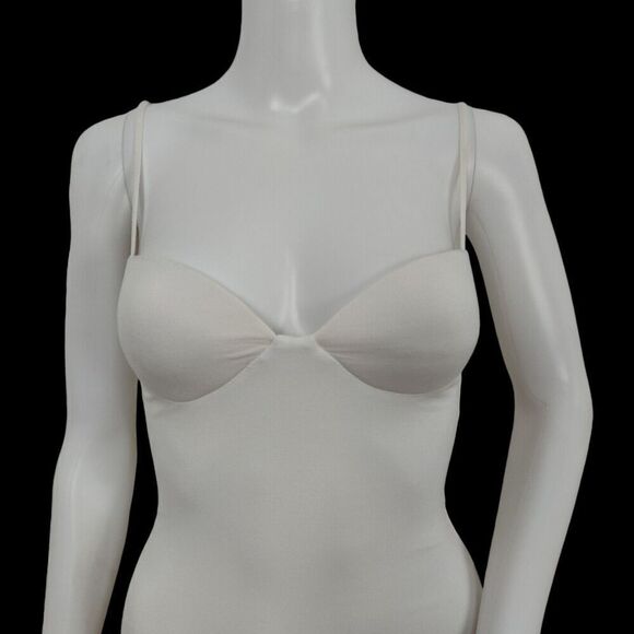 RE ONA Sweetheart Midi Dress Size XS White Stretch Padded Bra Lined Date Night - Picture 3 of 10